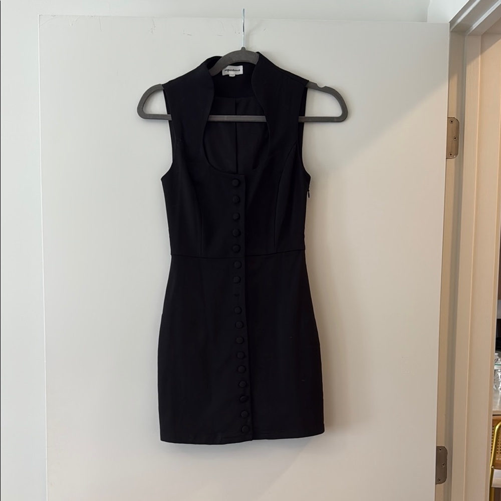 Superdown Black Sheath Mini Dress Notched Collar